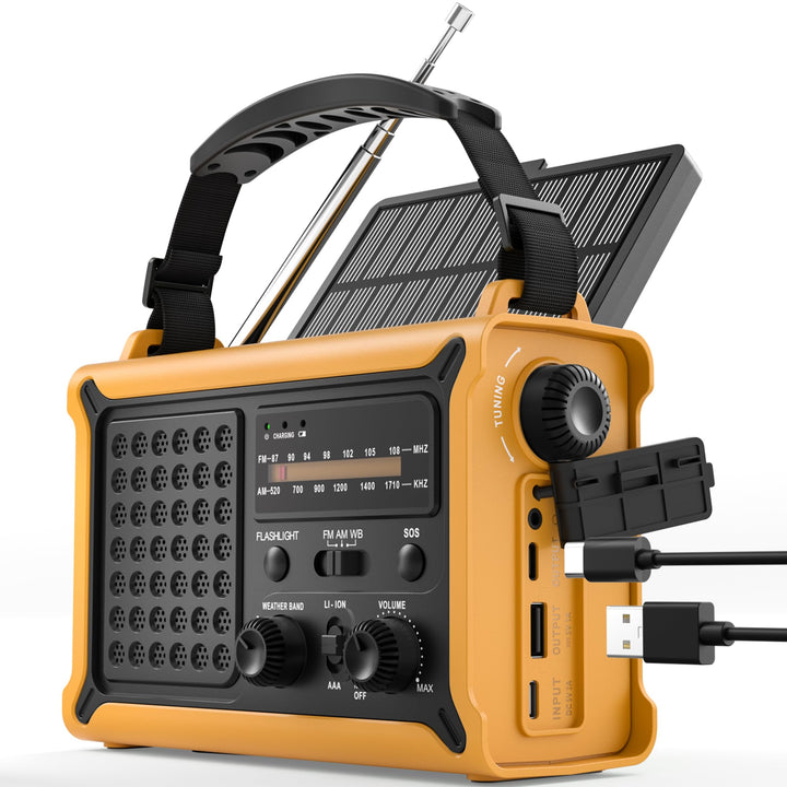 ROCAM 12000mAh Kurbelradio, Notfallradio mit 8500mm² Solarpanel & 650mA Handkurbel, Tragbar Solar Dy
