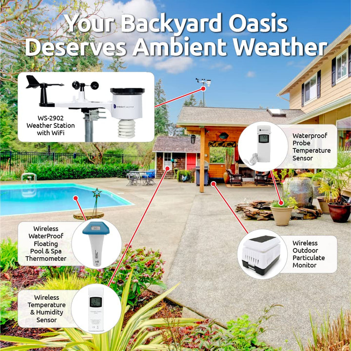 Ambient Weather WS-2902A Smart WiFi Wetterstation mit Fernüberwachung und Alarmen