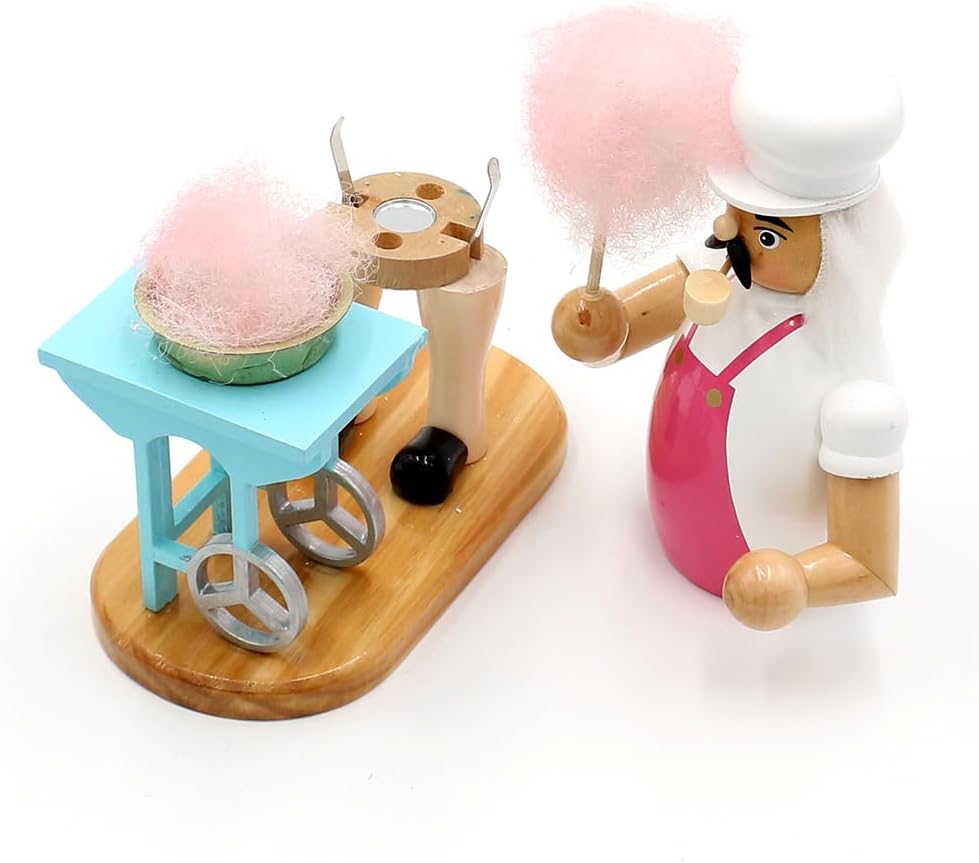 Dekohelden24 Holz Räuchermann, Räucherfigur, Rauchfigur, Räuchermännchen als Zuckerwatteverkäufer mi