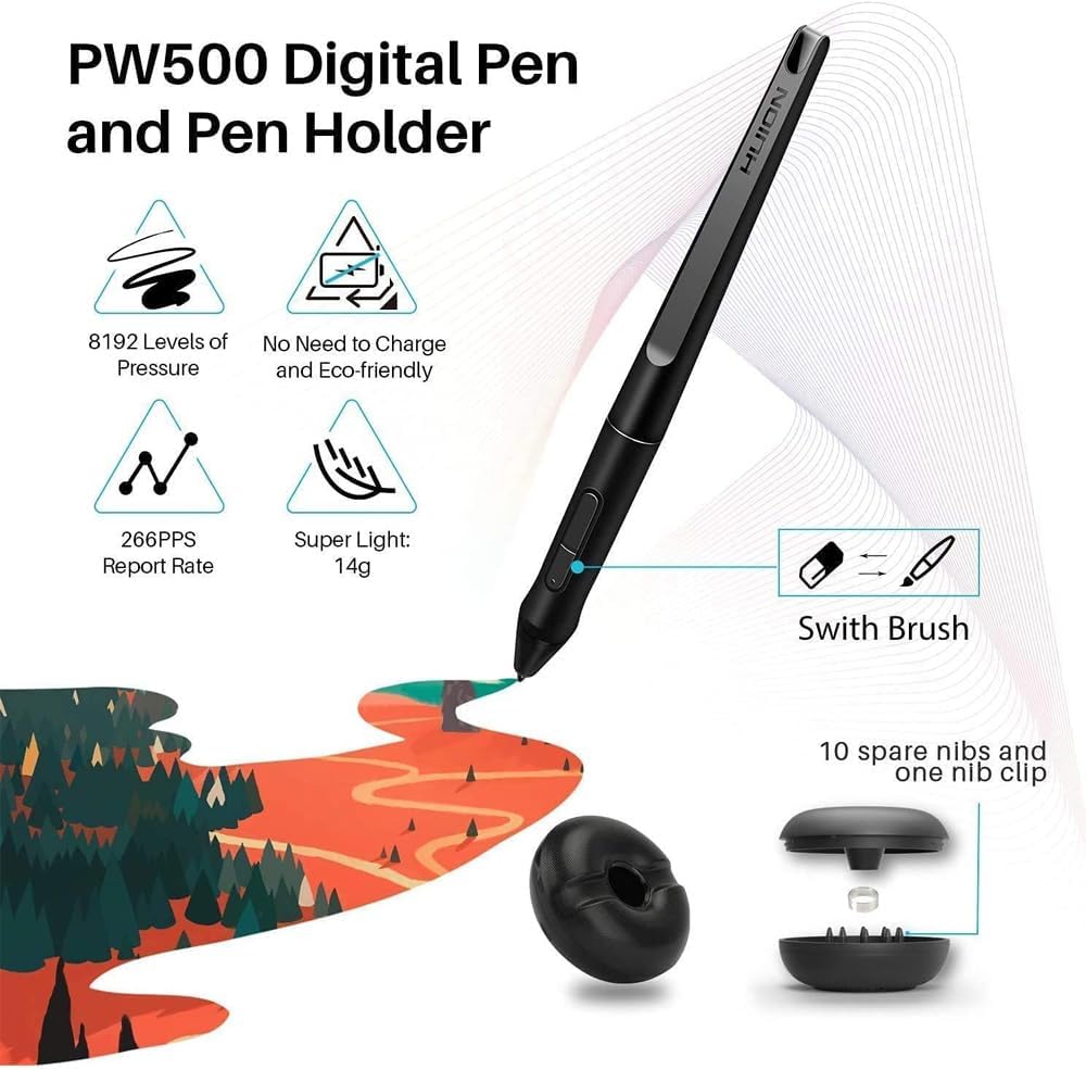 HUION Kamvas Pro 20 Graphic Tablet 5080 lpi 434.88 x 238.68 mm USB Black