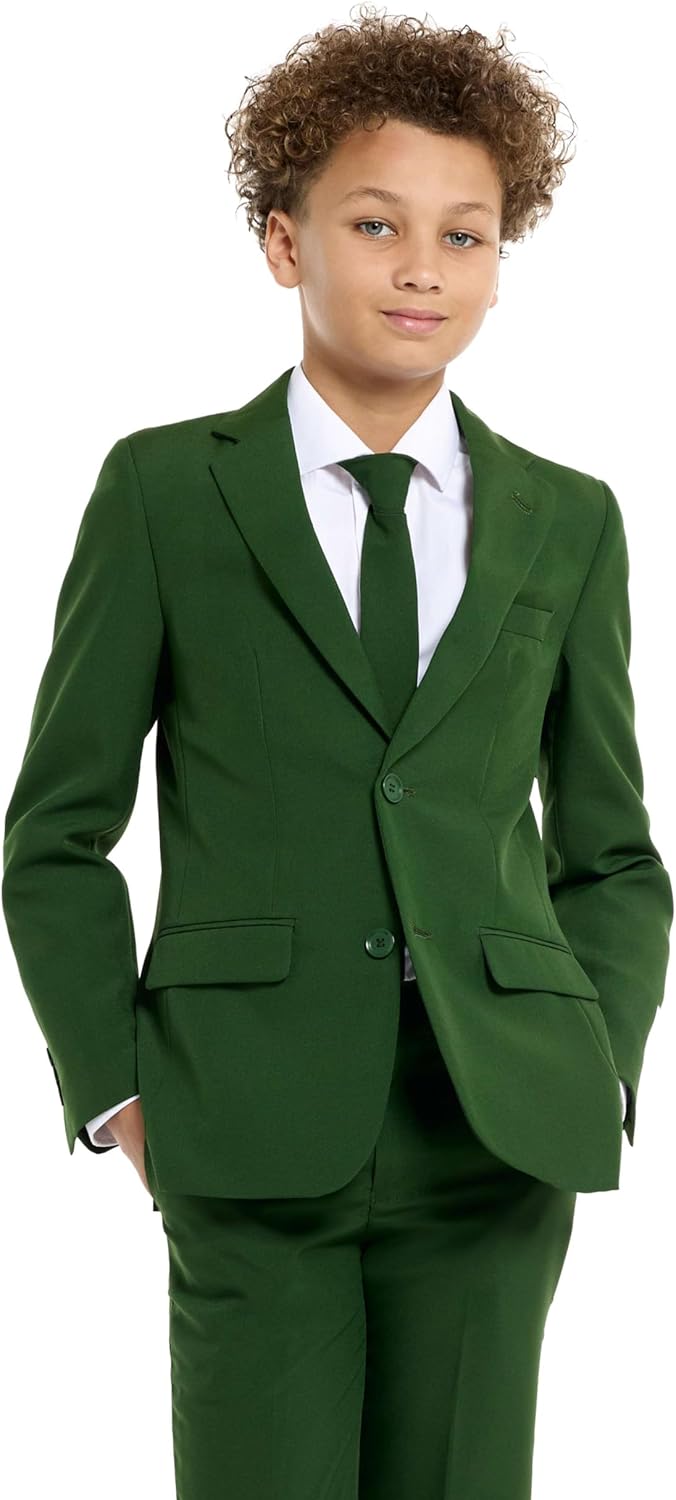 OppoSuits Einfarbiger Anzug für Teenager-Jungen in Glorious Green - Abschlussball- und Hochzeitsfeie