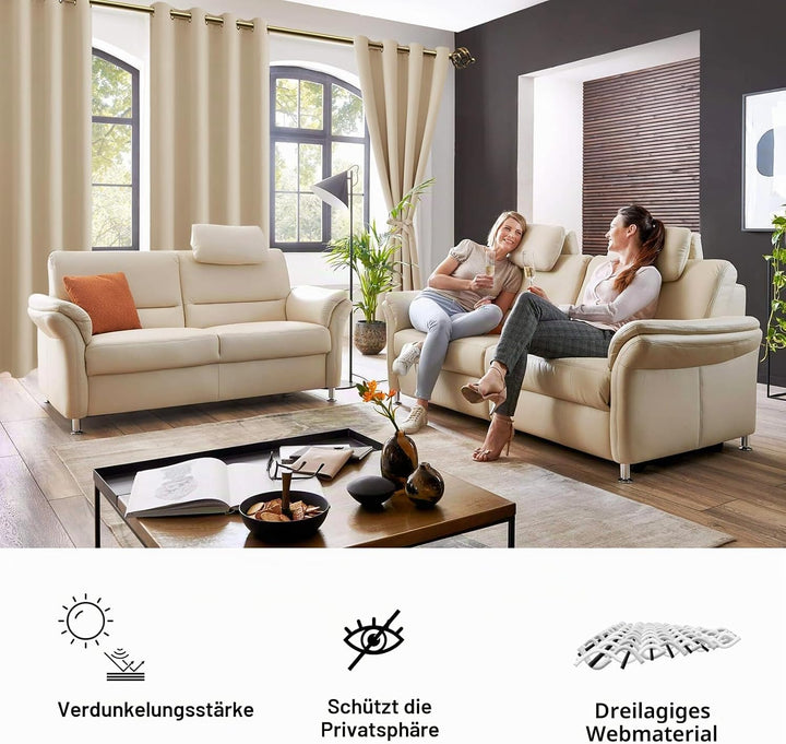JIUZHEN Vorhänge Blickdicht mit Ösen Verdunklungs Gardinen Schlafzimmer Blickdichte Vorhänge Ösensch