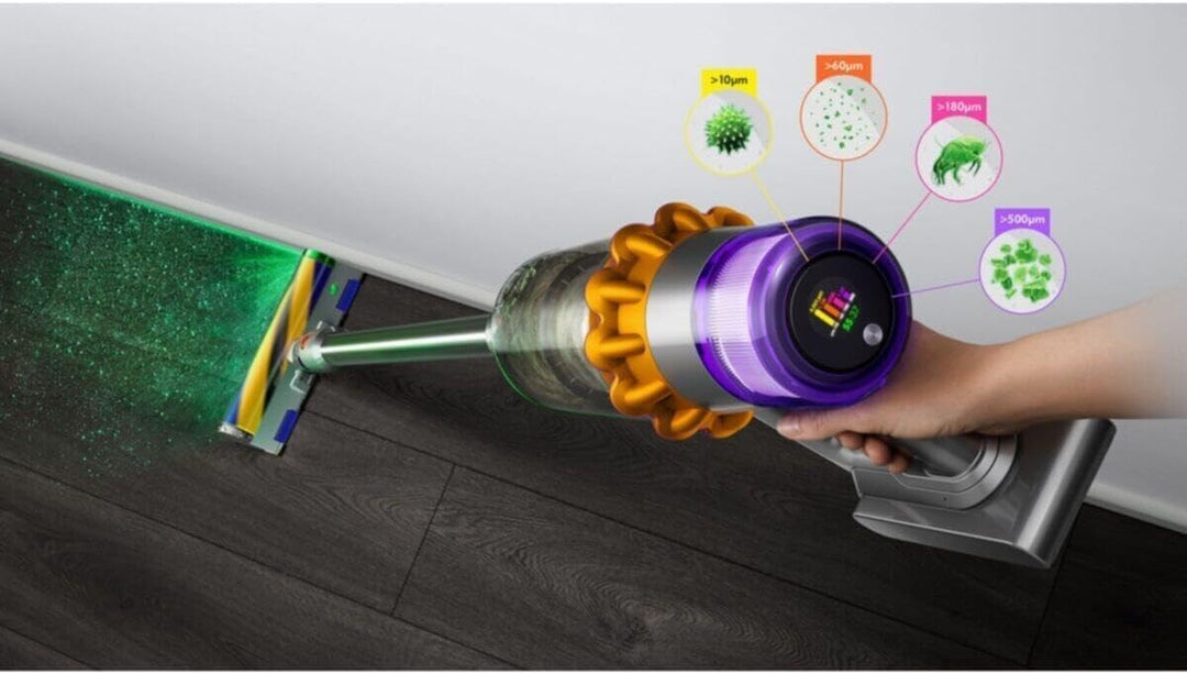 Dyson V15 Detect Absolute Akku-Handstaubsauger mit Stiel - Nickel/Satin Gelb
