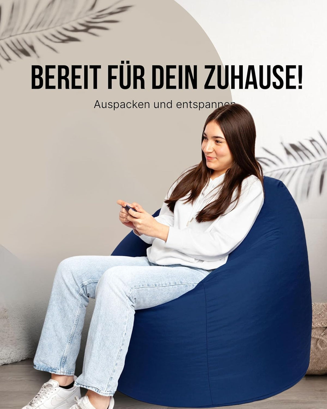 PATCH HOME Patchhome Sitzsack Tropfenform mit Reissverschluss Nachfüllbar - für In &amp; Outdoor - mit S