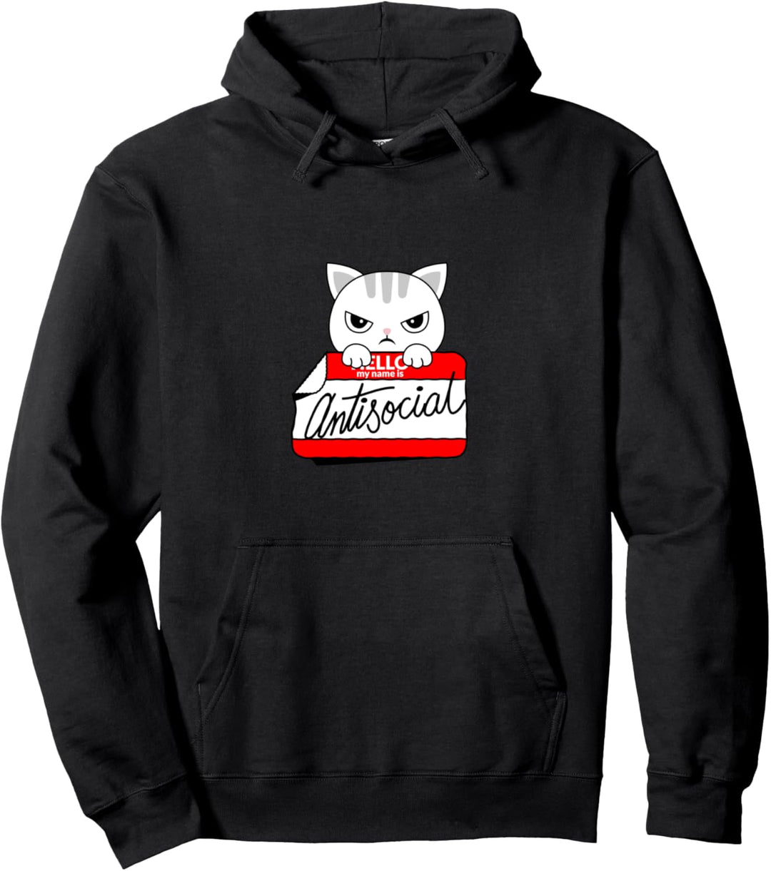 Lustige Katze unsozial Pullover Hoodie