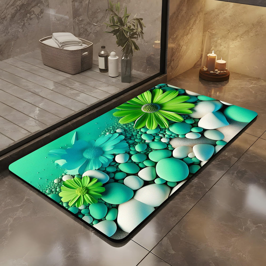 Badteppich rutschfeste,Seltene 3D-Muster Badematte(Traumstrand),Badezimmer Deko,Badematte Rutschfest