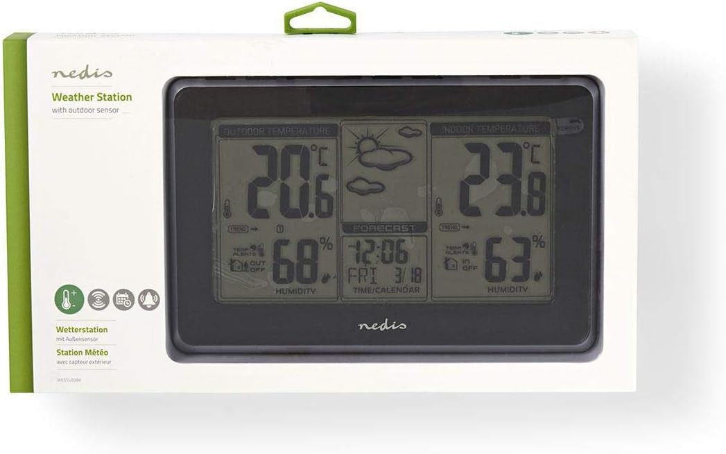Wetterstation - Innen- und Aussenbereich - Inklusive schnurloser Wettersensor - Wettervorhesage - Ze