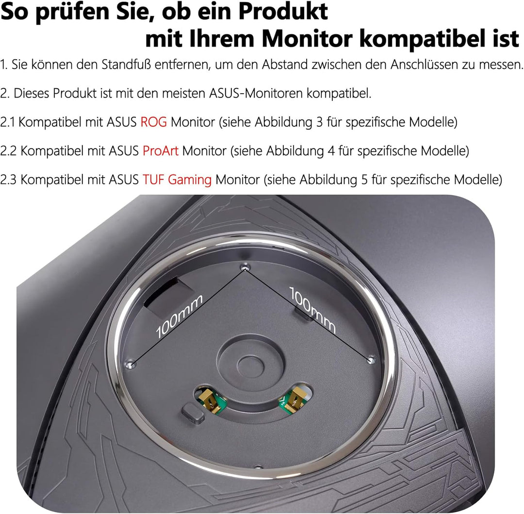 VG27AQ3A VESA-Halterungsadapter kompatibel mit ASUS ROG,ProArt,TUF Gaming-Monitoren(passend für VG27