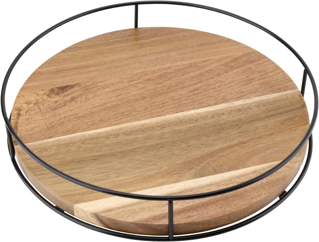 FAAING 2 Stück 25cm Holz Lazy Susan Drehteller, 360° drehbar Drehteller Rund Küche Holz Gewürzregal