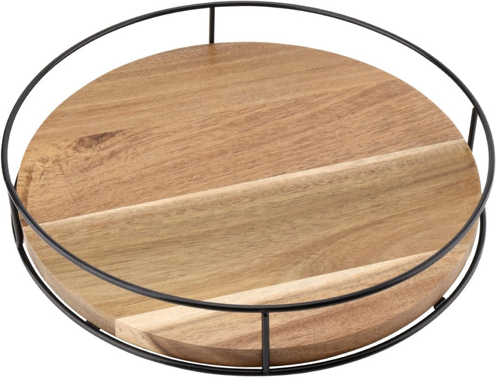FAAING 2 Stück 25cm Holz Lazy Susan Drehteller, 360° drehbar Drehteller Rund Küche Holz Gewürzregal
