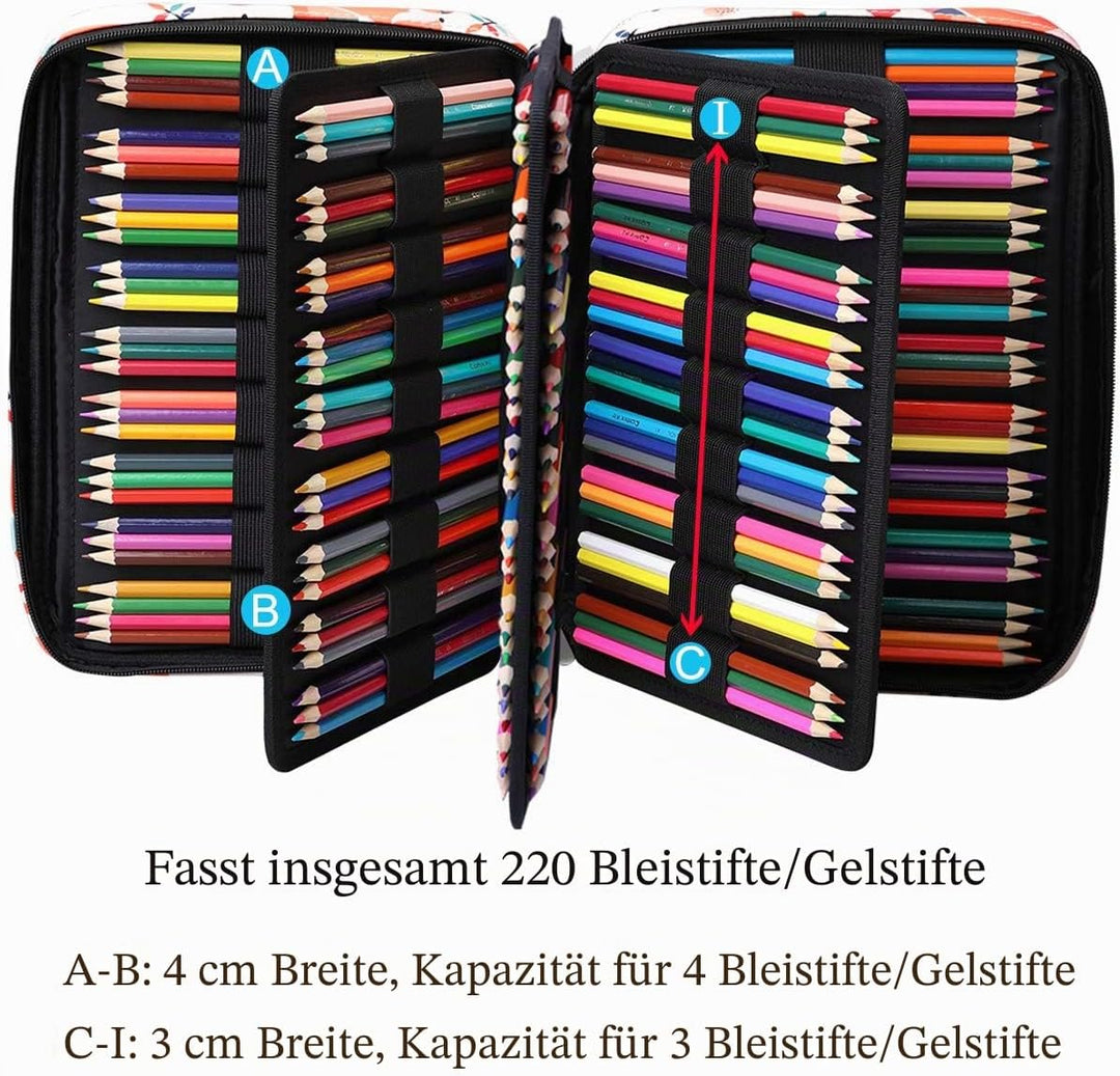 JAKAGO Grosse Federmäppchen XXL mit 220 Schlitze Stifte Aufbewahrung, Wasserdichtes Stiftetasche für