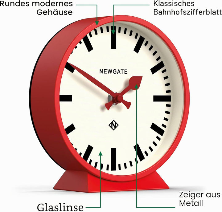 NEWGATE® M Kaminuhr für Kaminsims, geräuschlos, kein Ticken, moderne Kaminuhr, kleine Kaminuhr, Bahn