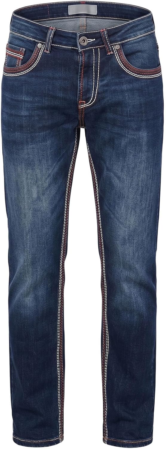 Rock Creek Herren Designer Jeans Hose Dicke Nähte Vintage Blau RC-2056 40W / 34L Dunkelblau - Rc-216
