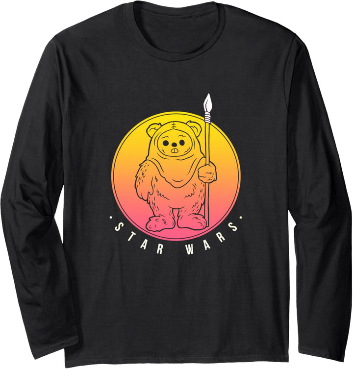 Star Wars Ewok Outline Sunset Circle Langarmshirt
