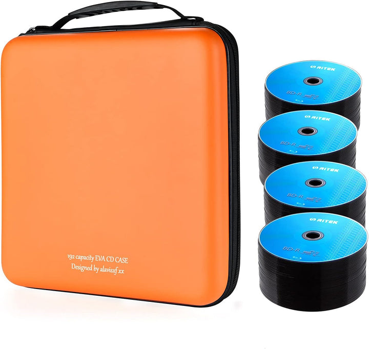 CD Tasche, 192 Kapazität Hart Eva Blu-ray CD-Brieftasche Doppelreissverschluss Handschlaufe Tragbare