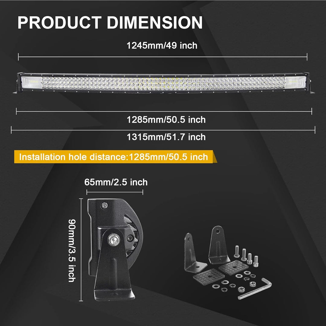 Willpower 50 Zoll 127CM 648W Led Arbeitsscheinwerfer Bar Gebogen + 2pcs 4 Zoll Led Scheinwerfer + Ka