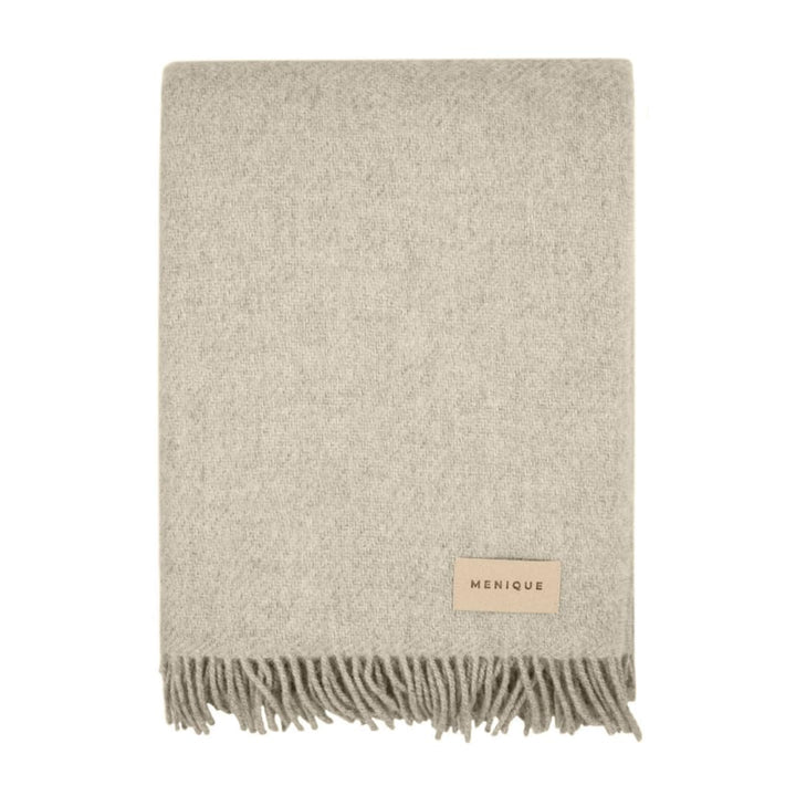 menique Warm Wolldecke Milan 130x165 cm – Beige Dicke Kuscheldecke aus 100% Wolle, Weiche Sofa- & Co
