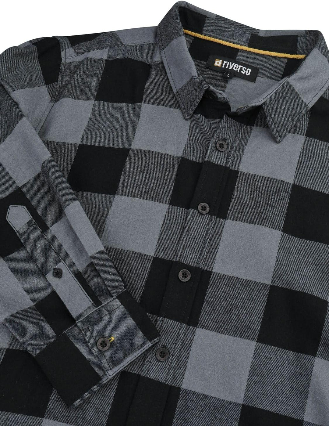 riverso Flanellhemd Herren Langarm Kariert Regular Fit RIVArne Hemd Holzfällerhemd Karohemd 100% Bau