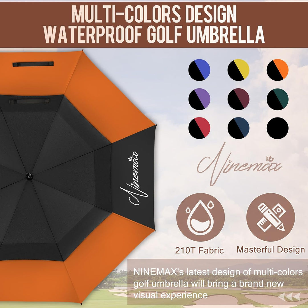 NINEMAX Golf Regenschirm Gross Sturmfest XL/XXL, Grosser Regenschirm Sturmfest Stabil, Golfschirm Gr
