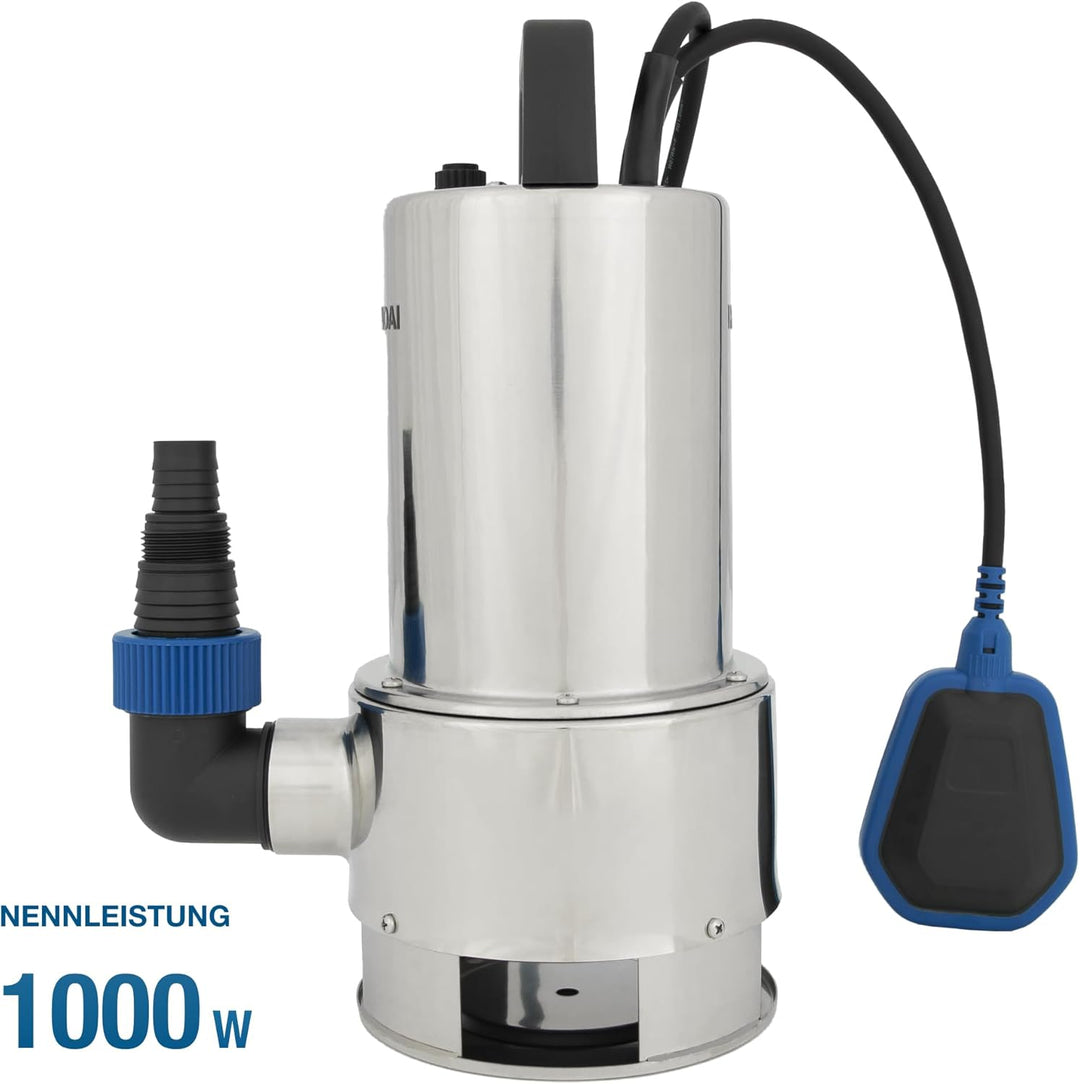HYUNDAI Schmutzwasser-Tauchpumpe TP10019D | 1000 W, Fördermenge 19.500 l/h, | Eintauchtiefe: max. 7