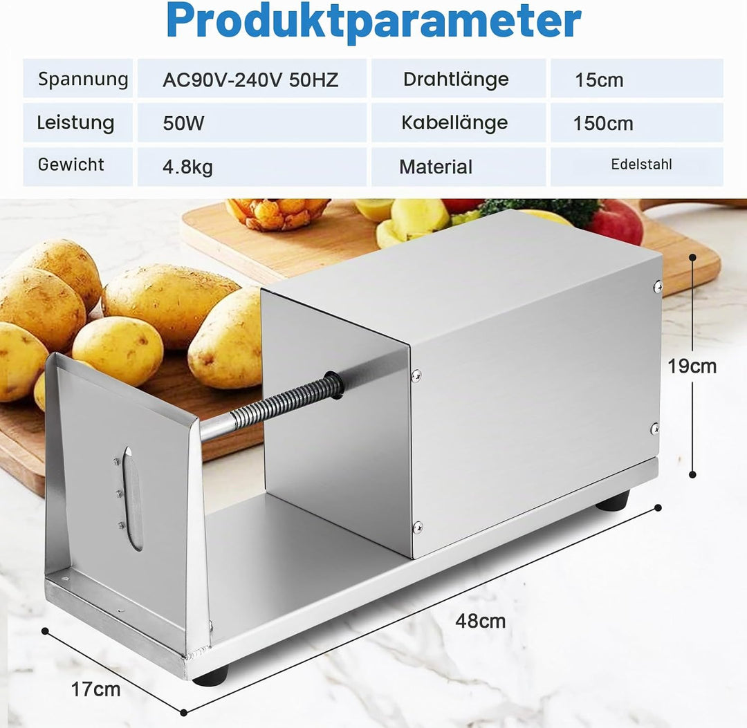 MXBAOHENG Elektrischer Tornado Kartoffelschneider Automatischer Tornado Hausgemachte Elektrischer Sp