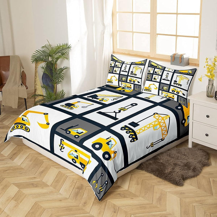 Jungen Konstruktion Bettw?sche Set 135x200cm Kinder Karikatur Maschinen-LKW Bettbezug Set für M?dche