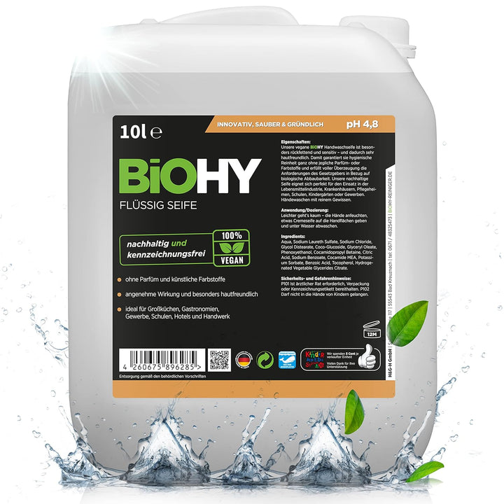 BiOHY Flüssig Seife (10 Liter Kanister) | Hautschonende, rückfettende & flüssige Handseife | PHOSPHA