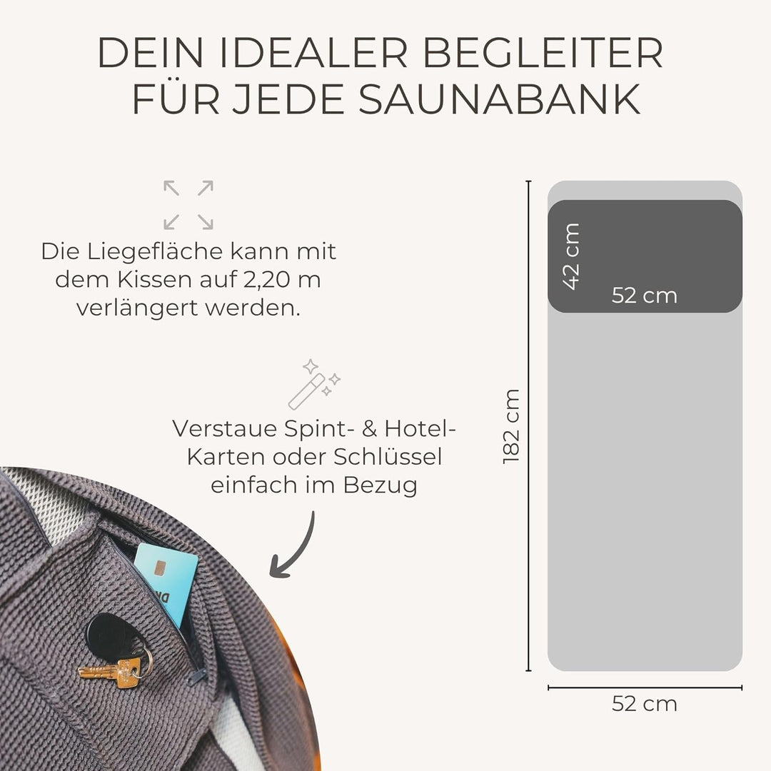 SAUNASOFA® von BADESOFA® | Extra bequeme Sauna-Matte mit Kissen | Einfacher Transport dank Tragegurt