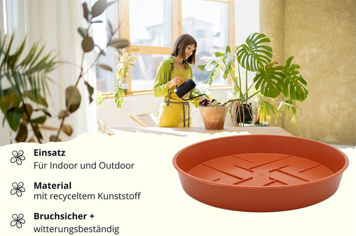 10er-Set Blumentopf-Untersetzer Rund aus Plastik 40 cm Durchmesser, Untertopf für Innen- und Aussenb
