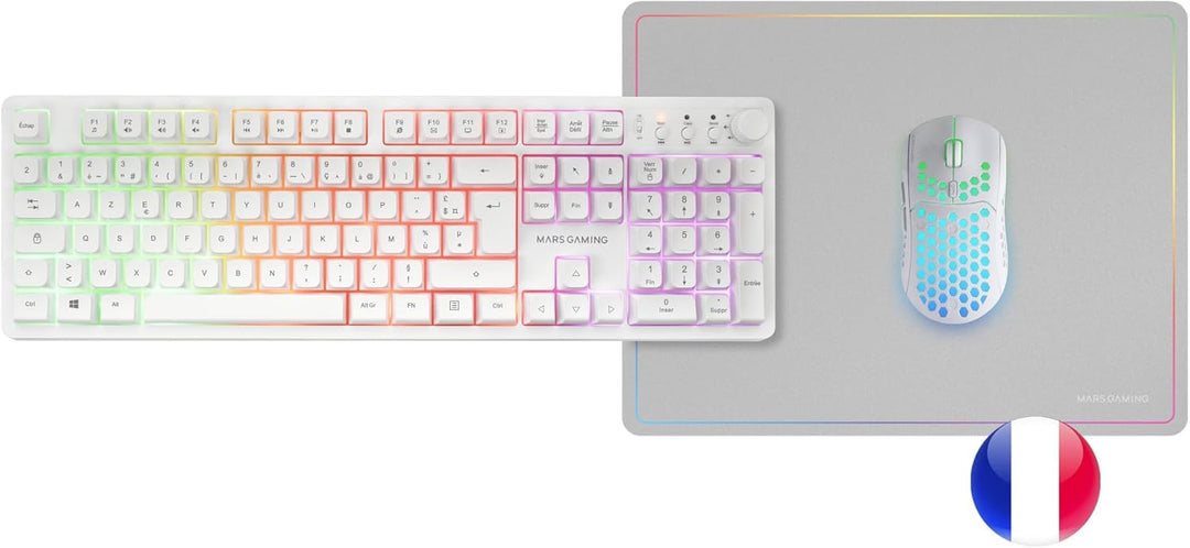 Mars Gaming MCPWX, Französisch, Kabelloses Gaming-Combo, DualPro Link 2.4GPRO-Technologie, Vollforma