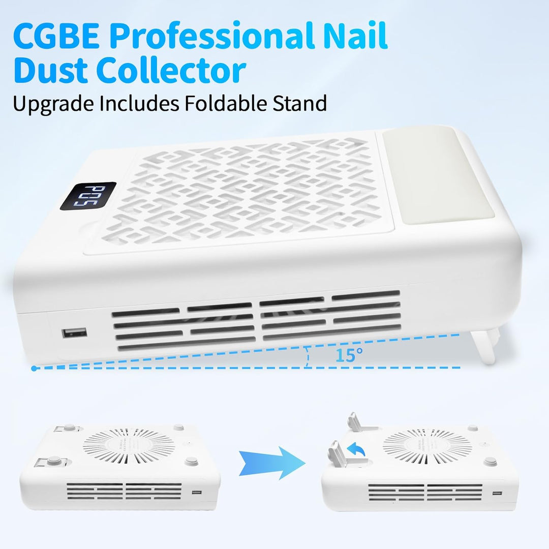 CGBE Professionell Staubabsaugung für Nägel: 3600RPM Nagelstaubsauger mit 2 Filter Saugstark Profess