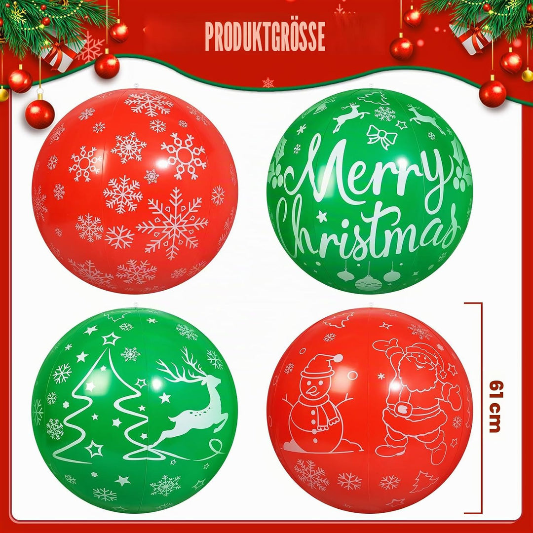 4 Stück 60 cm Weihnachts aufblasbare Bälle Aufblasbare Weihnachtskugel Ornamente im Freien für Weihn