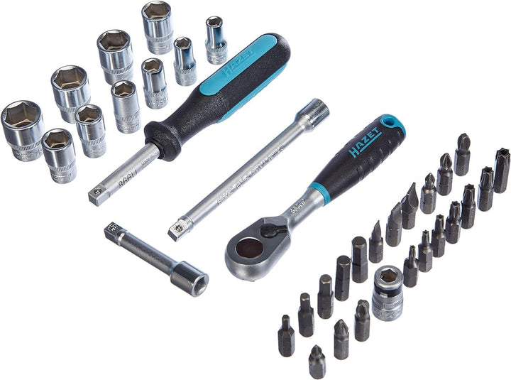 HAZET Profi-Steckschlüssel-Set 853-1 | 36-teilig, mit Profi-Umschaltknarre, verschiedene Bits und St