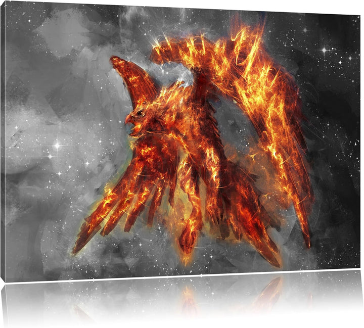 Pixxprint Feuriger Adler als Leinwandbild/Grösse: 100x70 cm/Wandbild/Kunstdruck/fertig bespannt, 100