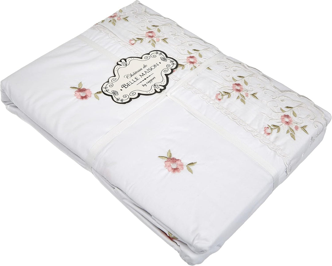 Sophie floralem Spitzenbesatz gesticktes Bettwäscheset, Bettbezug Bettwäsche-Set, Polyester-, weiss,