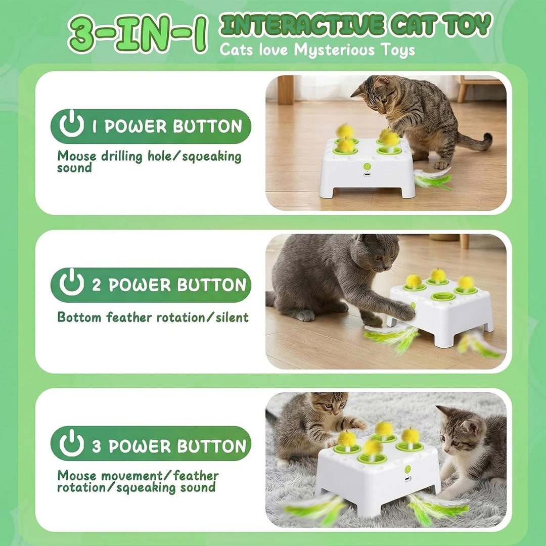 2-in-1 Automatisches Katzenspielzeug, Interaktives Katzenspielzeug, Wiederaufladbares Katzenmaus-Spi