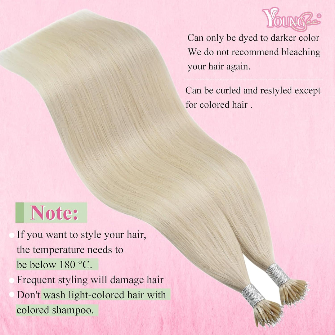 YoungSee Nanoring Extensions Echthaar Blond 60 cm Nanoring Extensions Blond Extensions Echthaar Nano