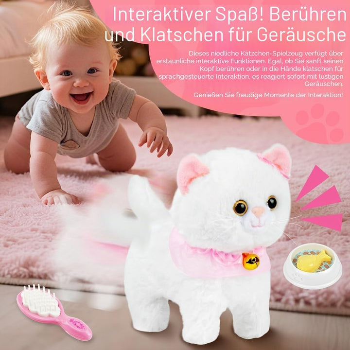 Vicloon Katze Spielzeug Kinder, Interaktives Elektronisches Kittens mit Leine der Läuft und Bellt, K