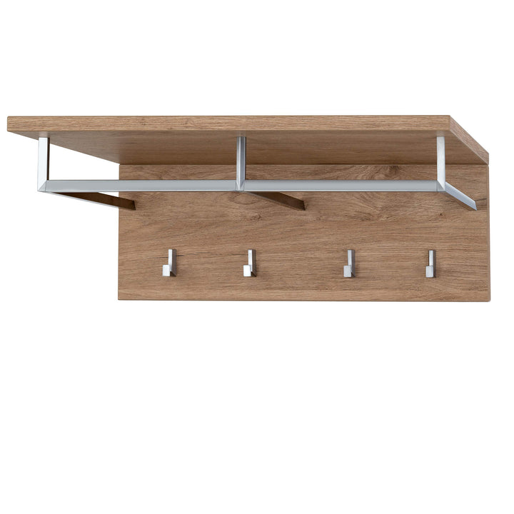 boho möbelwerkstatt Wandgarderobe Garderobe in Wildeiche, Masse 60 x 20 x 35 cm (BxHxT) mit Vier Kle