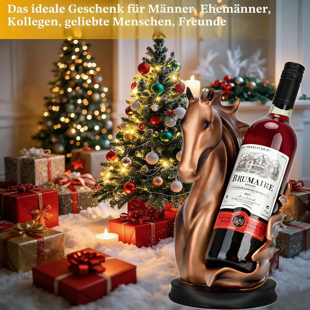 Pferde-Weinregale Freistehender Weinflaschenhalter Tierornamente, Hochwertige braune Pferdestatue au