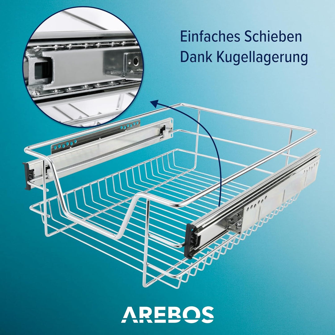 Arebos 2X 50 cm Teleskopschublade Küchenschublade Korbauszug Schrankauszug Schlafzimmerschublade