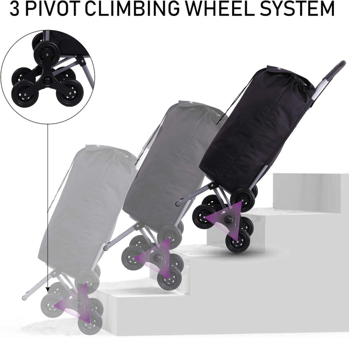 Hoppa Leichter 6-Räder 2022 Modell Faltbarer Einkaufstrolley Grosse 47L Kapazität Einkaufstrolley Ta