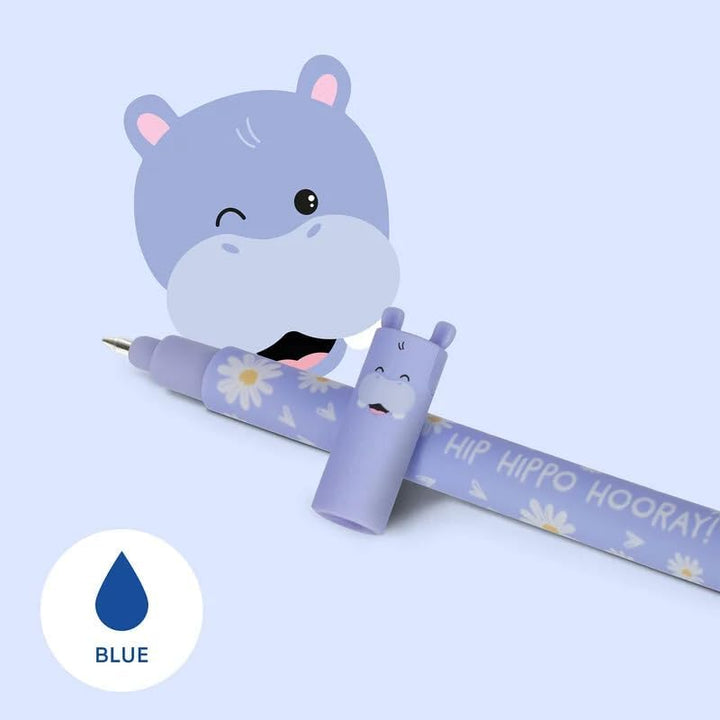 LEGAMI - 4er Set Gel-Radierstifte, Wildlife, Stifte mit radierbarer Tinte, Hippo, Elefant, Giraffe u