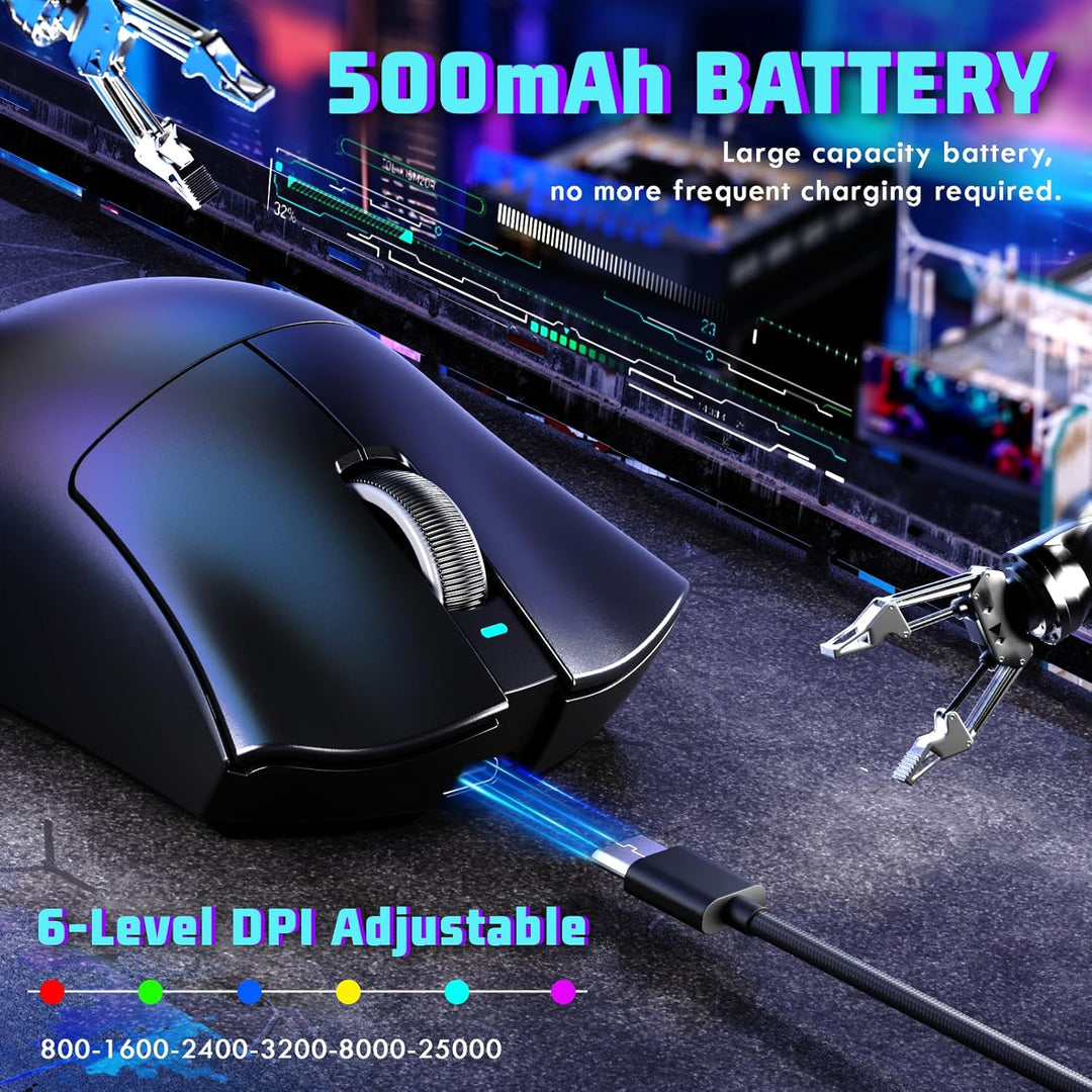 MAMBASNAKE X ATTACKSHARK V3 Kabellose Gaming-Maus,65g leicht,geteiltes Design für Rechtshänder,bis z