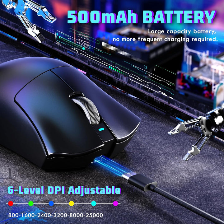 MAMBASNAKE X ATTACKSHARK V3 Kabellose Gaming-Maus,65g leicht,geteiltes Design für Rechtshänder,bis z
