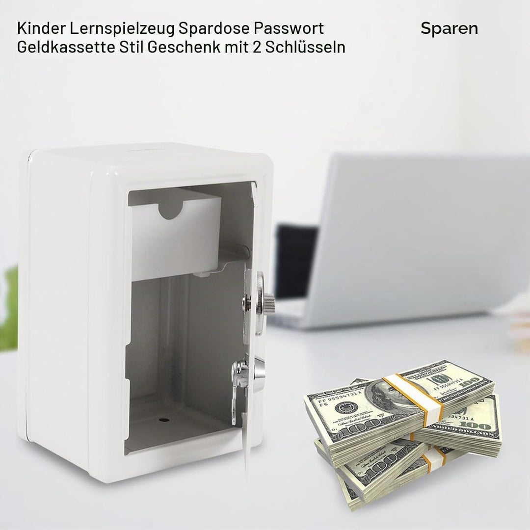Watris Veiyi Spardose mit Schlüssel, Spardose Erwachsene, Geldkassette mit Schlitz, Zahlenschloss, 2