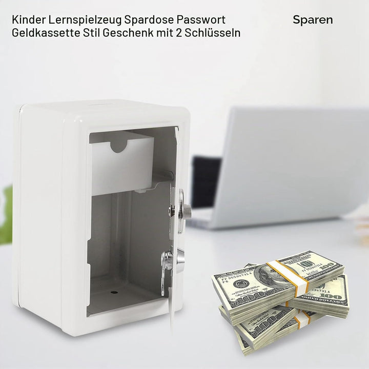 Watris Veiyi Spardose mit Schlüssel, Spardose Erwachsene, Geldkassette mit Schlitz, Zahlenschloss, 2
