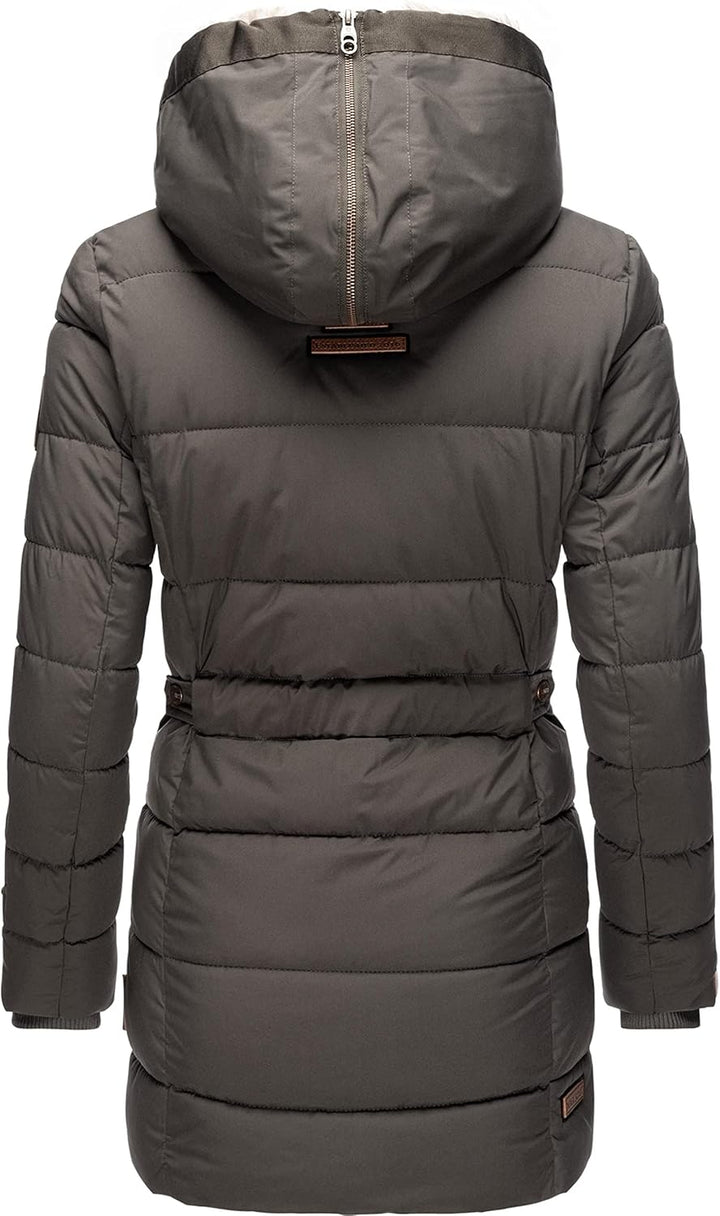 MARIKOO Damen Warmer Winter Steppmantel mit Kapuze Lieblings Jacke XS-XXL XS Anthracite, XS Anthraci