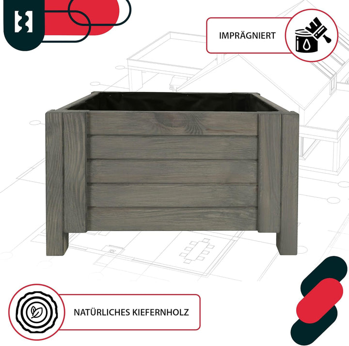 KOTARBAU® Blumenkasten - 50 x 50 x 30 cm - Pflanzkasten mit Vlies - Pflanzkübel gross aussen - Balko
