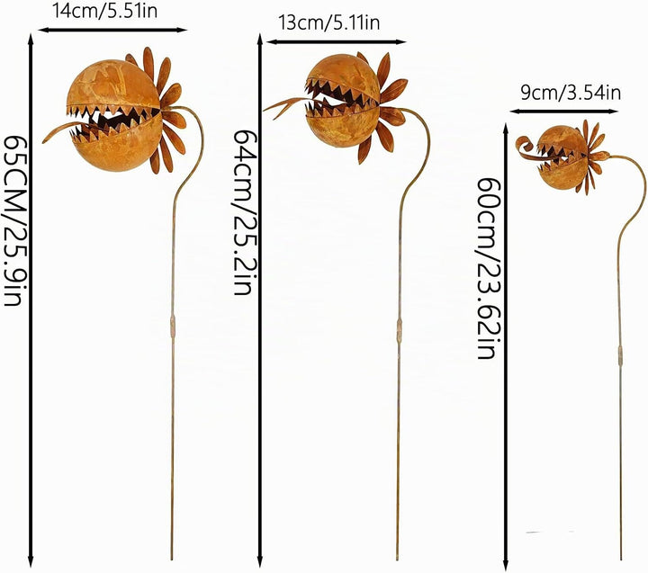 3 er Rostige GartendekoSet Rost Deko für Garten Cortenstahl Gartenstecker Metall Blume Mohn Gartende